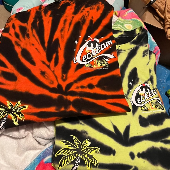 IceCream Long Sleeve Tie Dye In Neon Yelllow& REDavailable - Picture 4 of 7